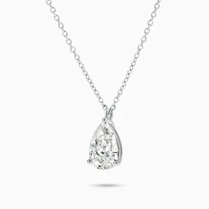 The Essentials 3-Prong 18K White Gold Pear Diamond Solitaire Necklace (3ct. tw)