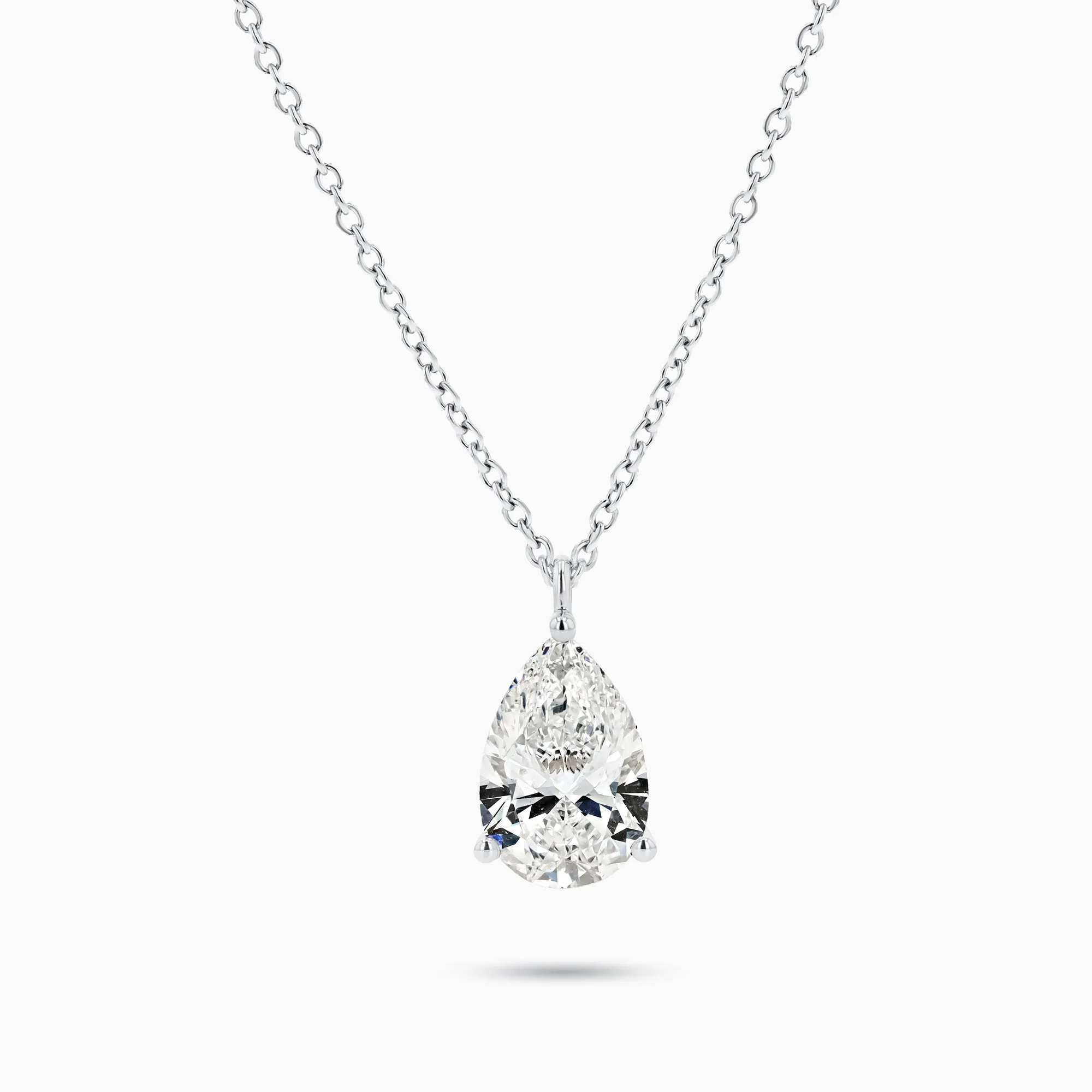 The Essentials 3-Prong 18K White Gold Pear Diamond Solitaire Necklace (3ct. tw)