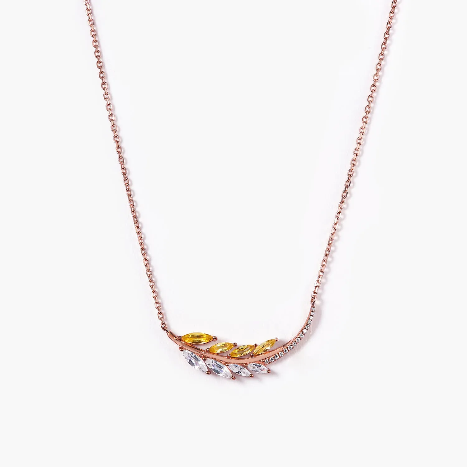 The Laurel Leaf Pendant Necklace with Diamonds And Crystal