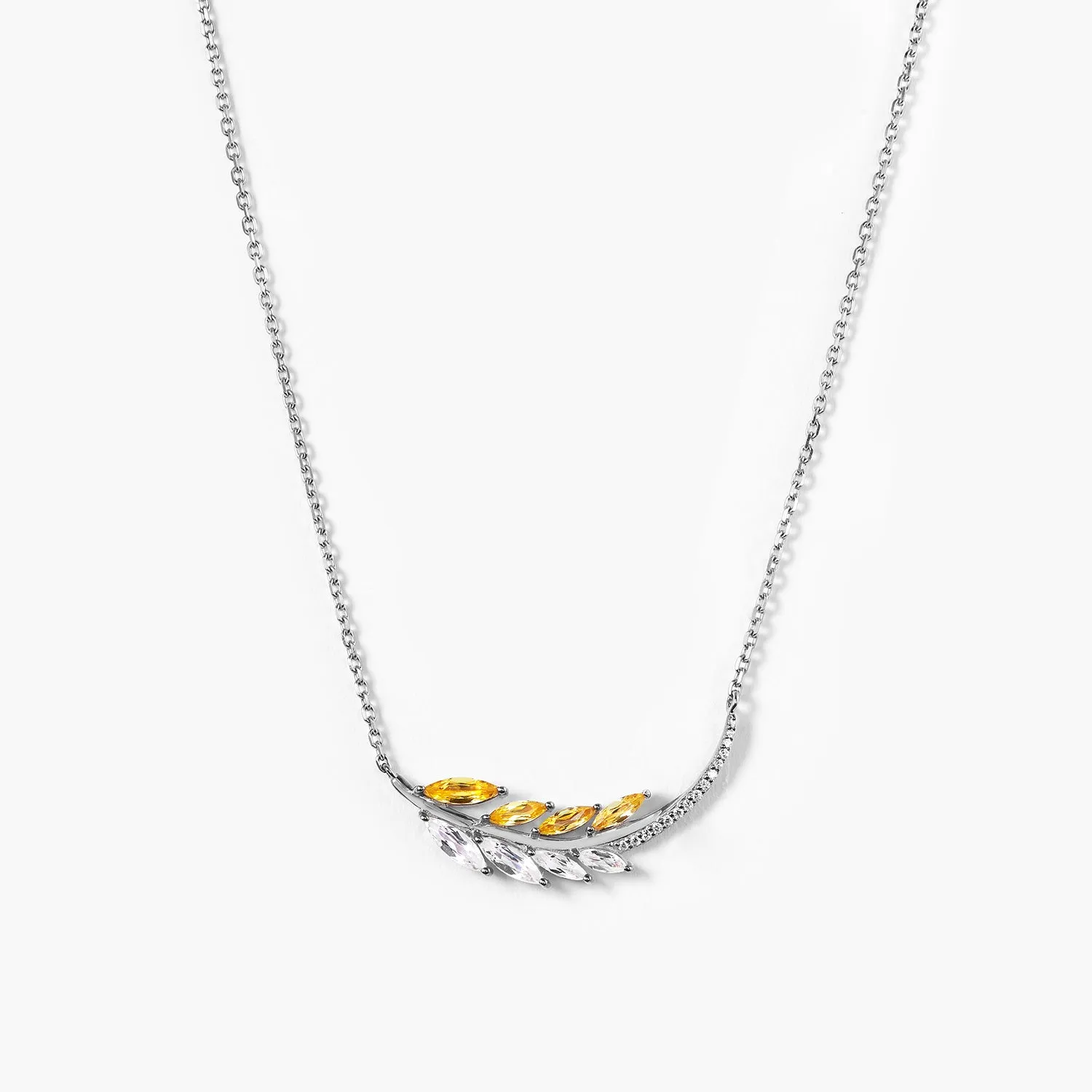 The Laurel Leaf Pendant Necklace with Diamonds And Crystal