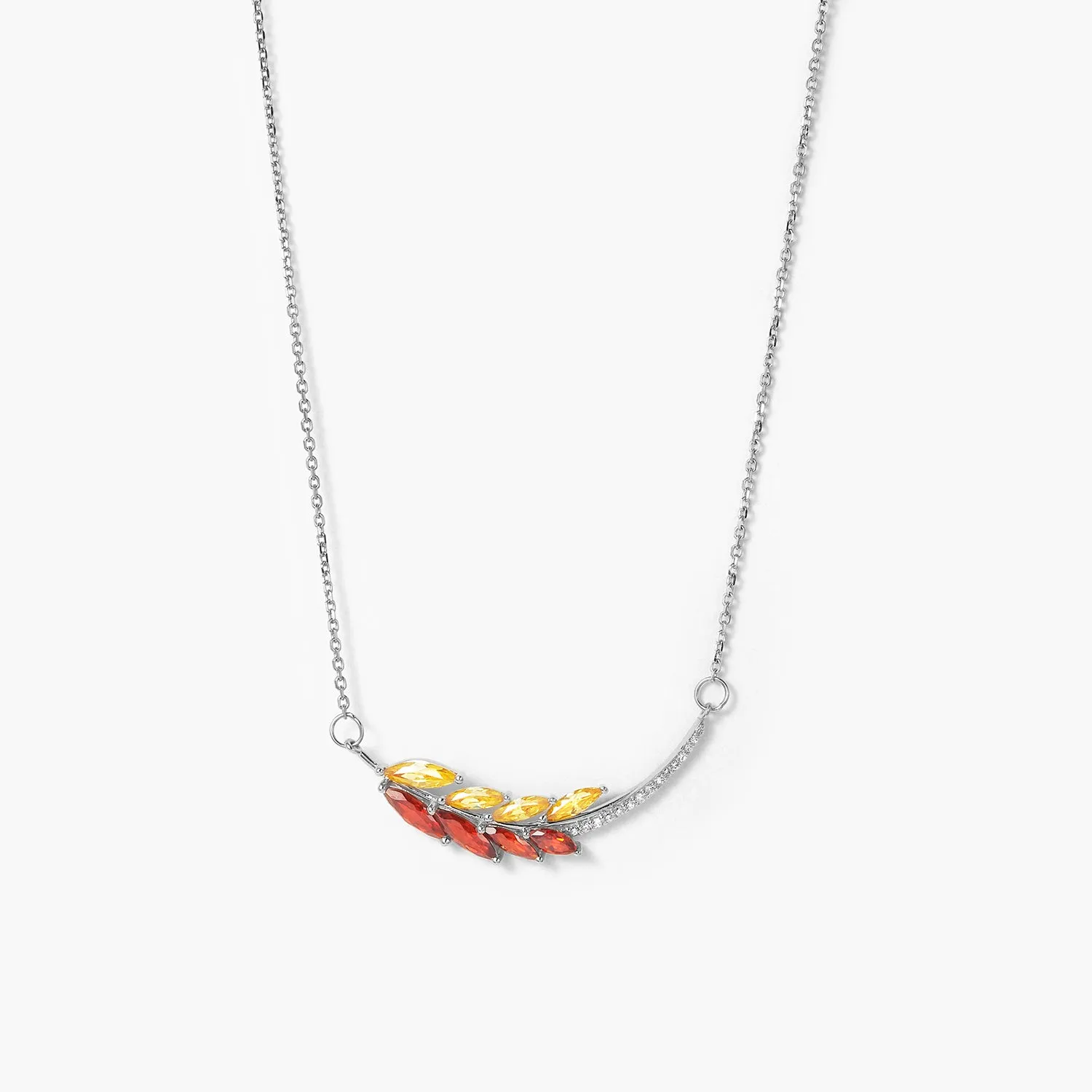 The Laurel Leaf Pendant Necklace with Diamonds And Crystal