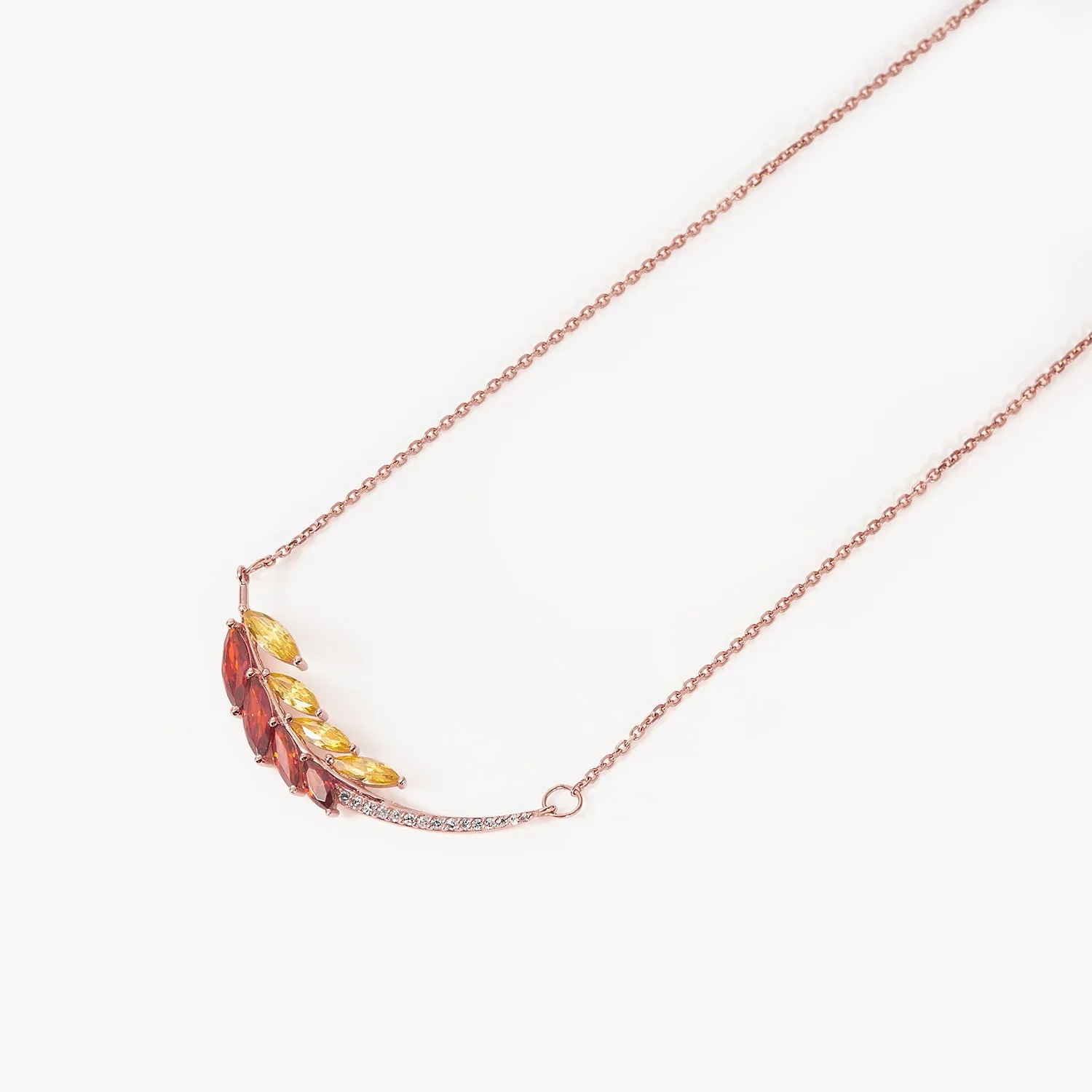The Laurel Leaf Pendant Necklace with Diamonds And Crystal