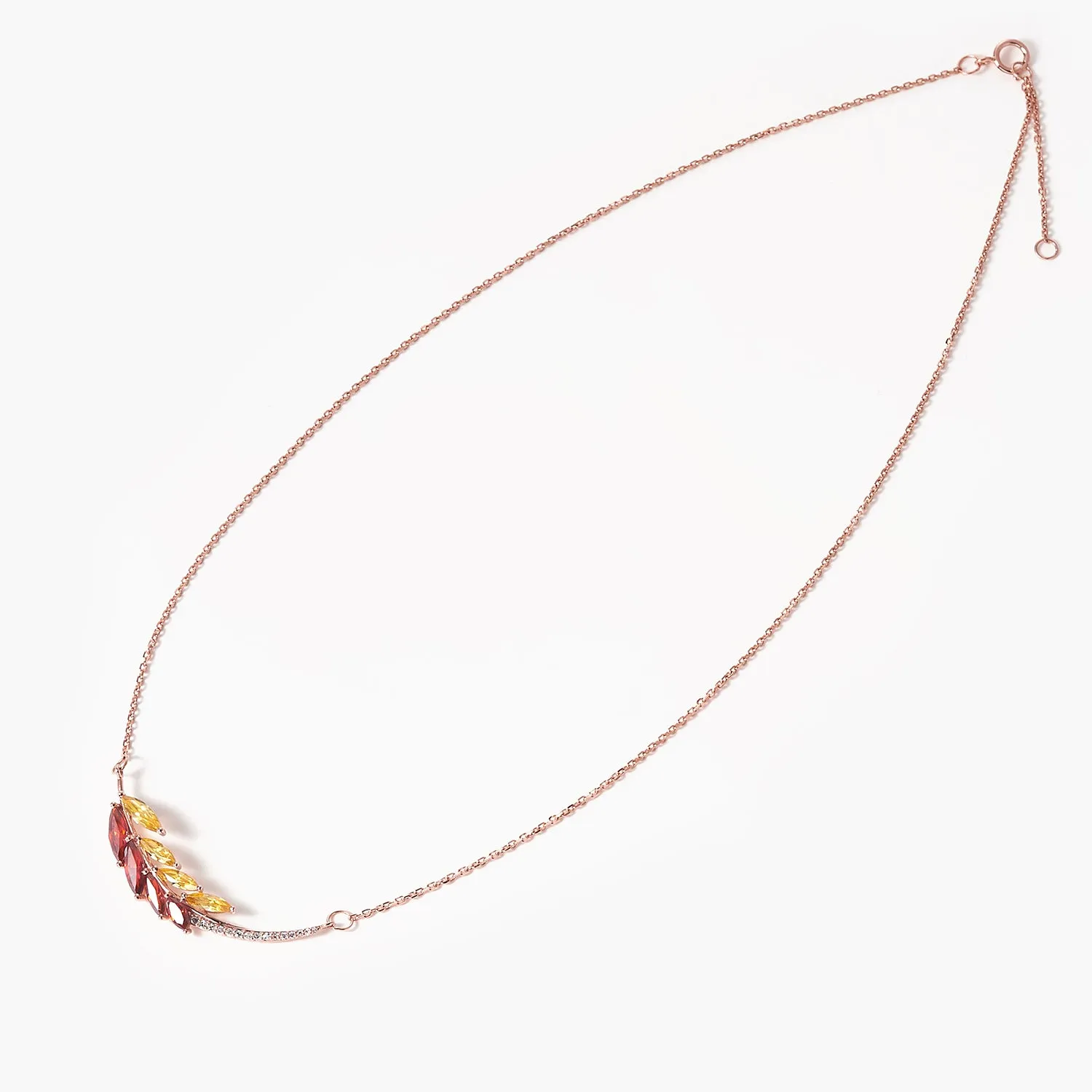 The Laurel Leaf Pendant Necklace with Diamonds And Crystal