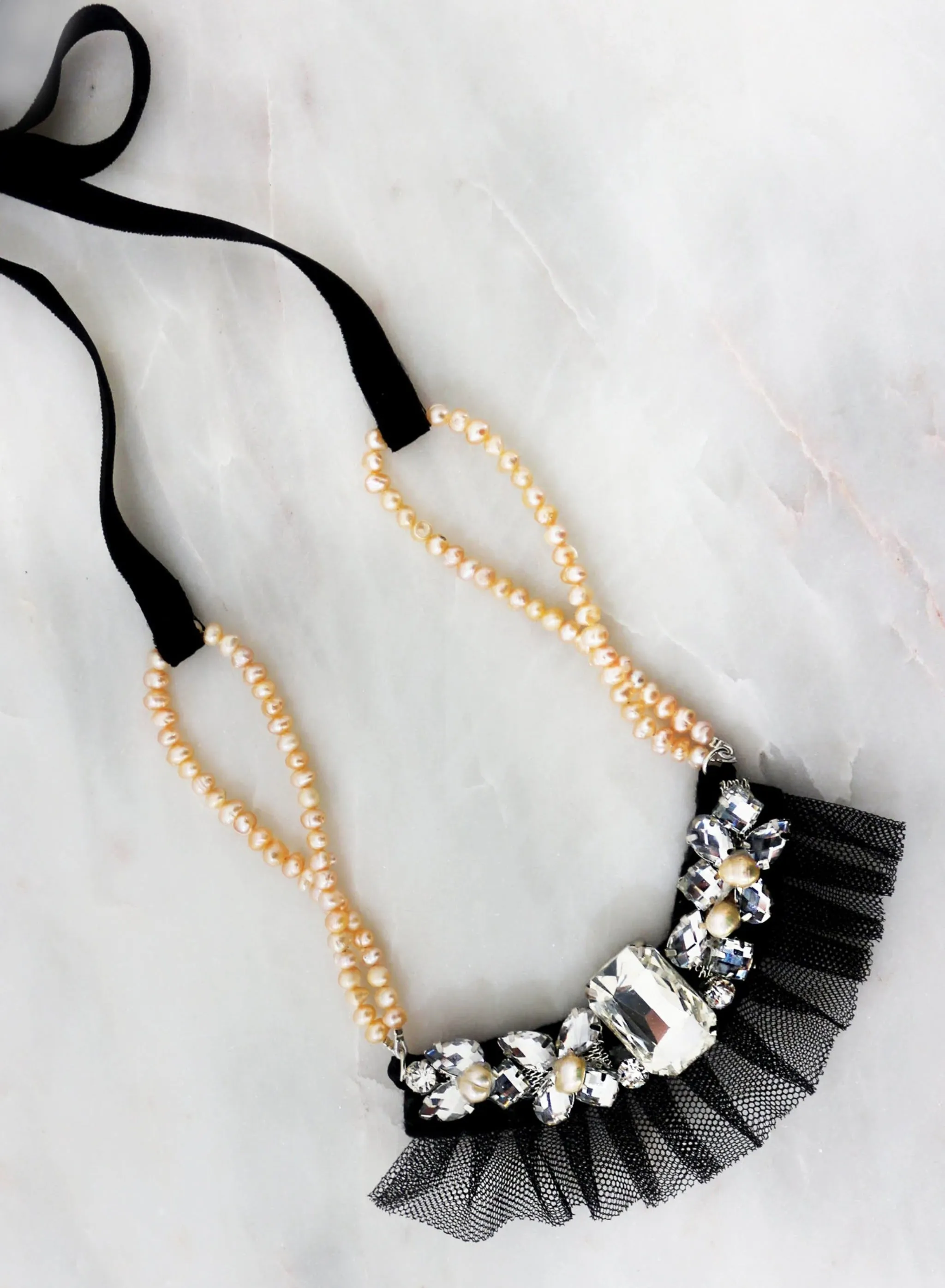 The Tatiana Couture Fresh Water Pearl & Crystal Necklace