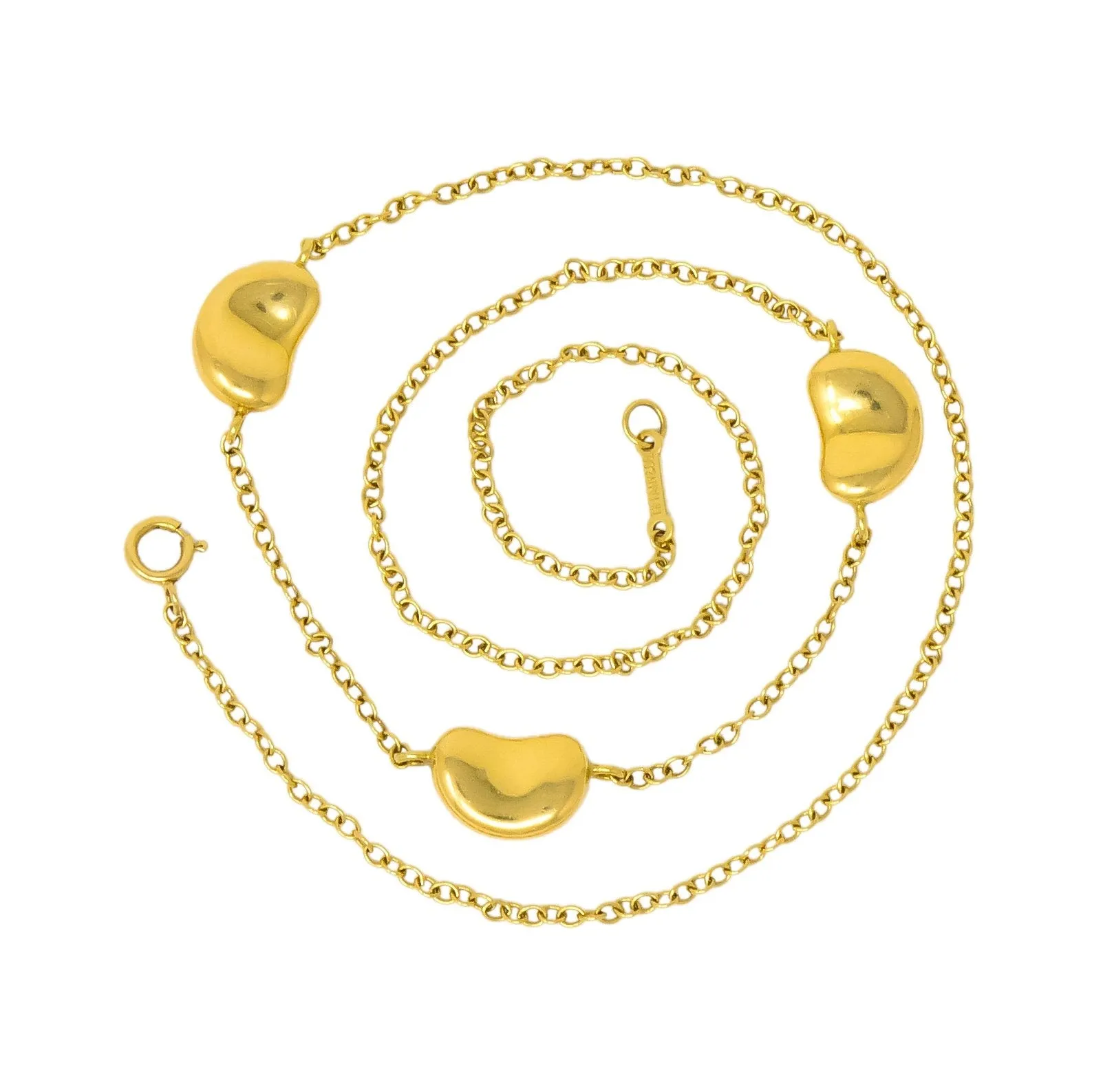 Tiffany & Co. Elsa Peretti Bean Design 18 Karat Gold Necklace