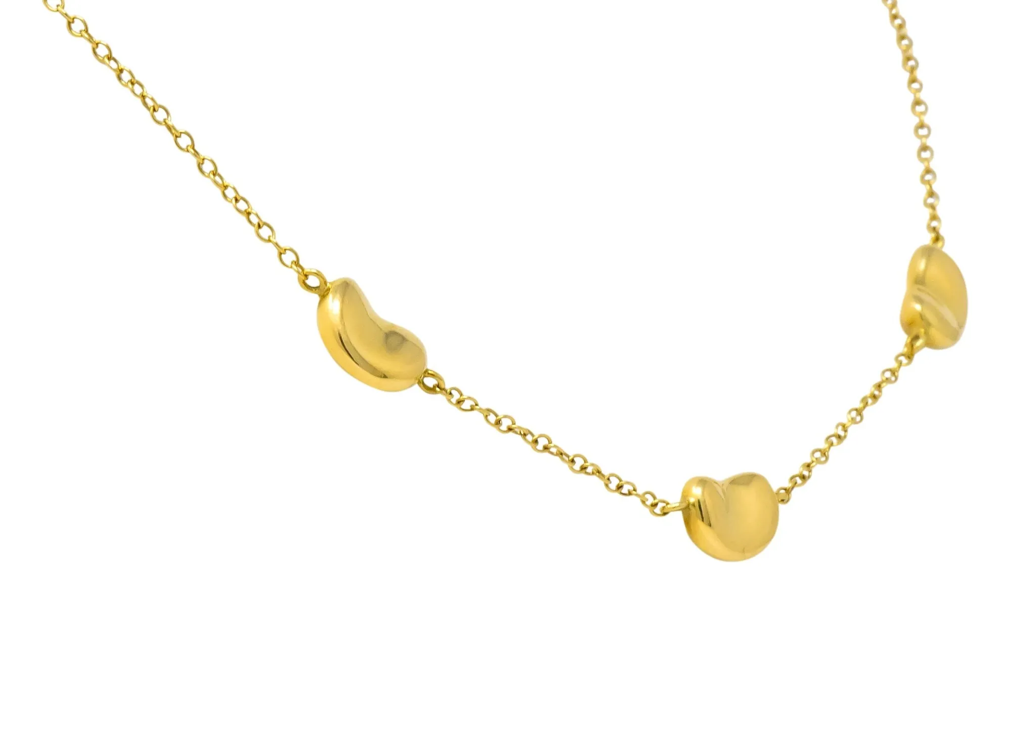 Tiffany & Co. Elsa Peretti Bean Design 18 Karat Gold Necklace