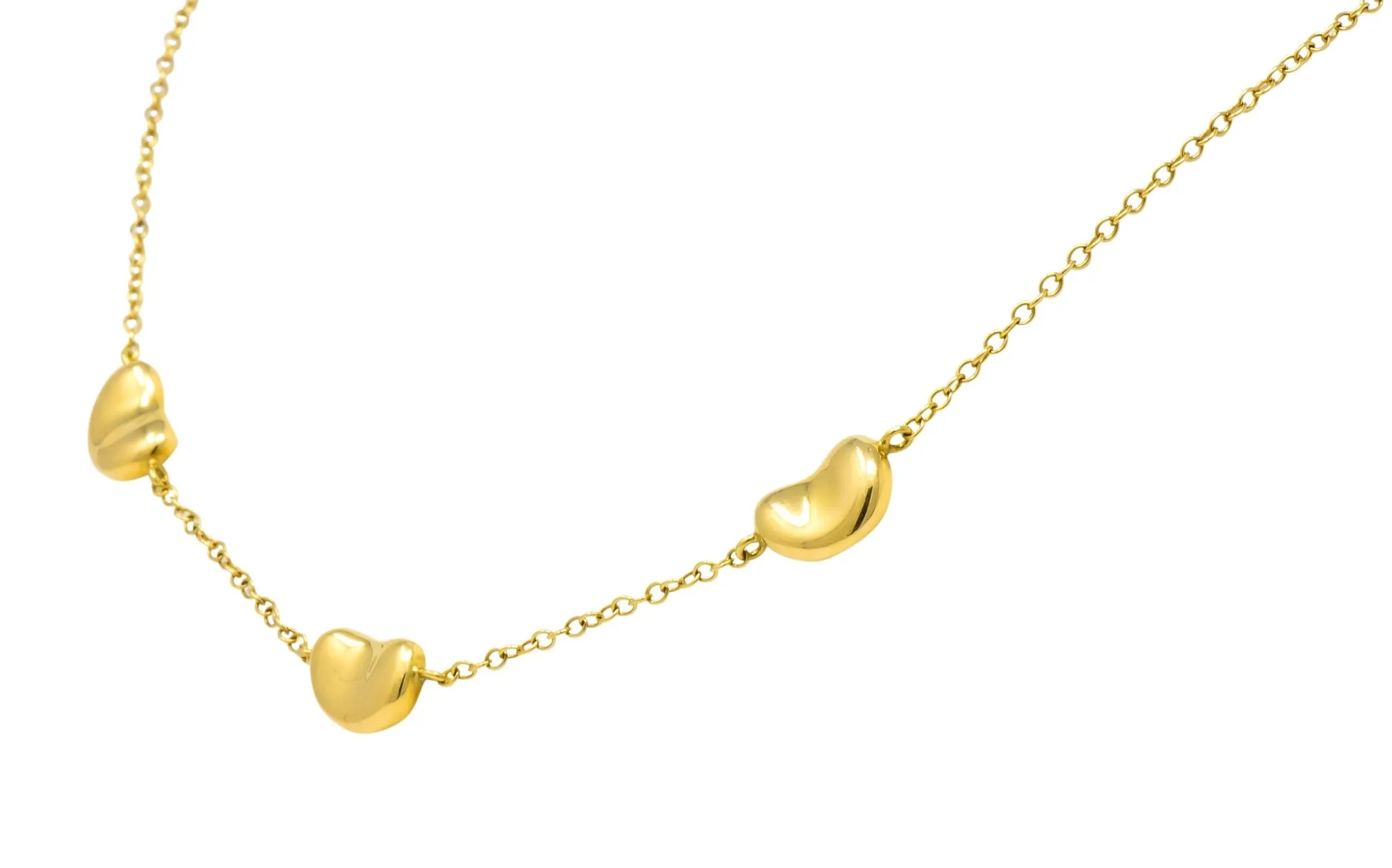 Tiffany & Co. Elsa Peretti Bean Design 18 Karat Gold Necklace