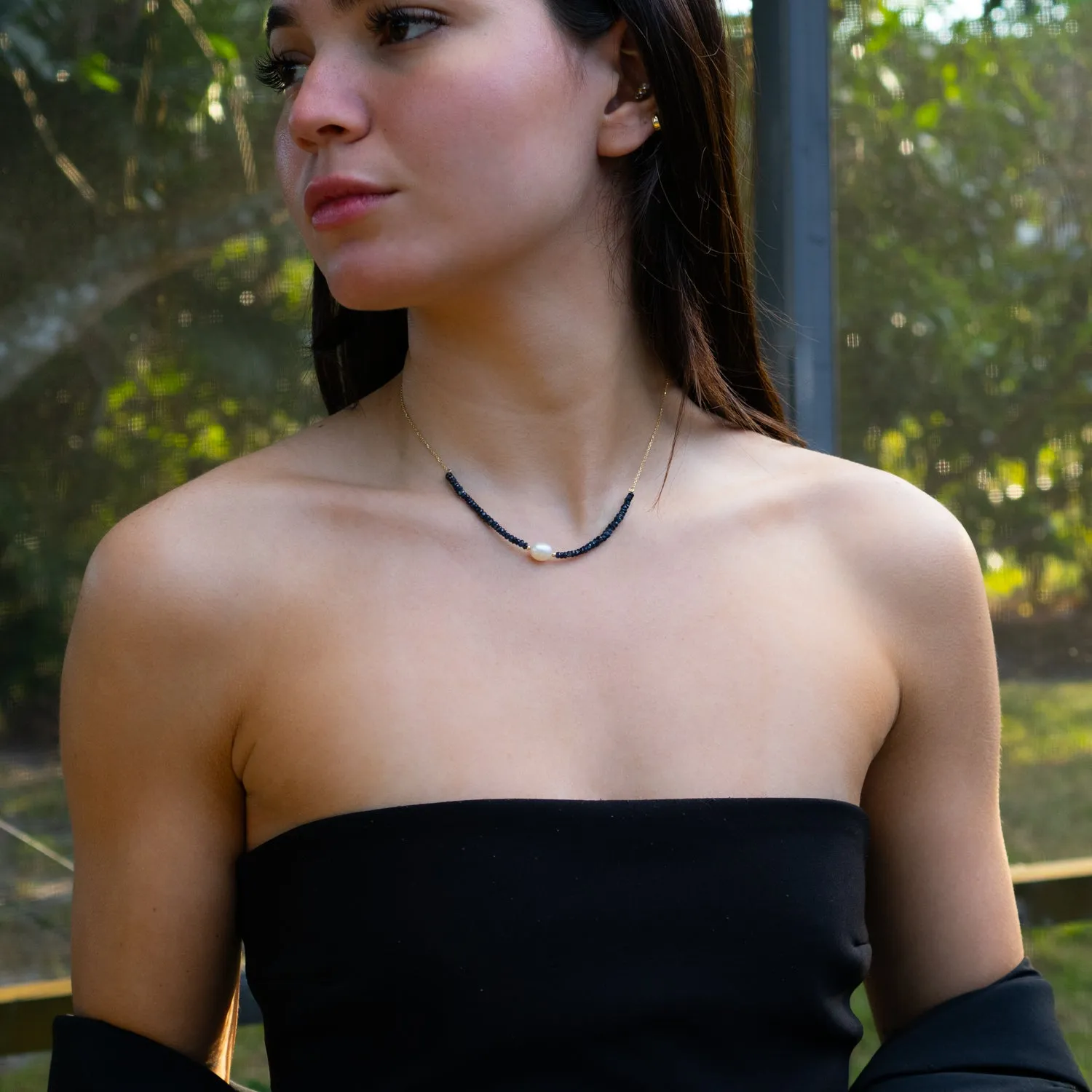 Timeless Sapphire Pearl Gold Choker Necklace