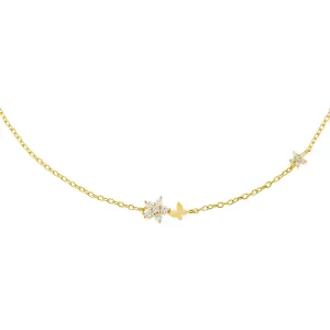 Tiny CZ Butterfly X Flower Choker