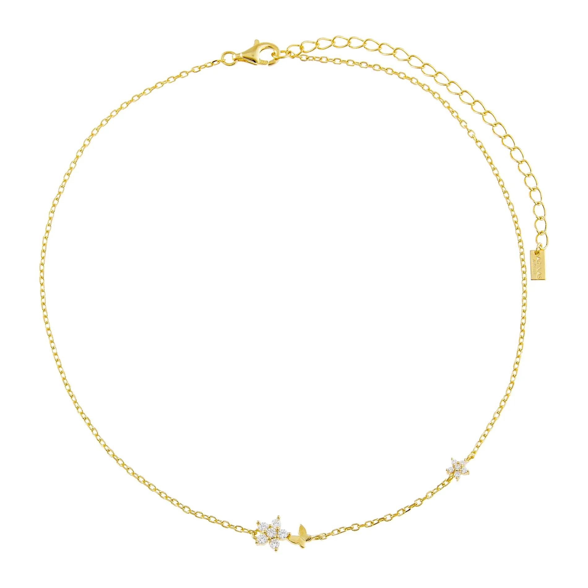 Tiny CZ Butterfly X Flower Choker