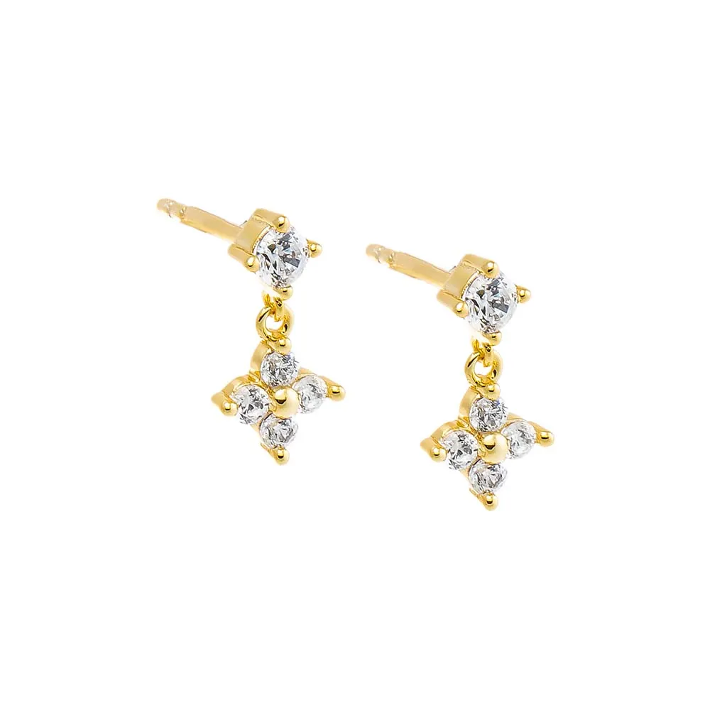 Tiny CZ Flower Shaker Stud Earring