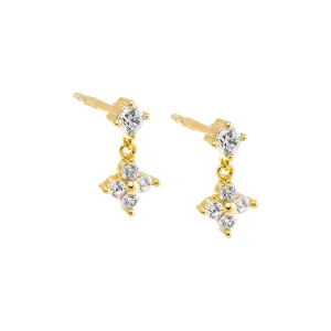 Tiny CZ Flower Shaker Stud Earring