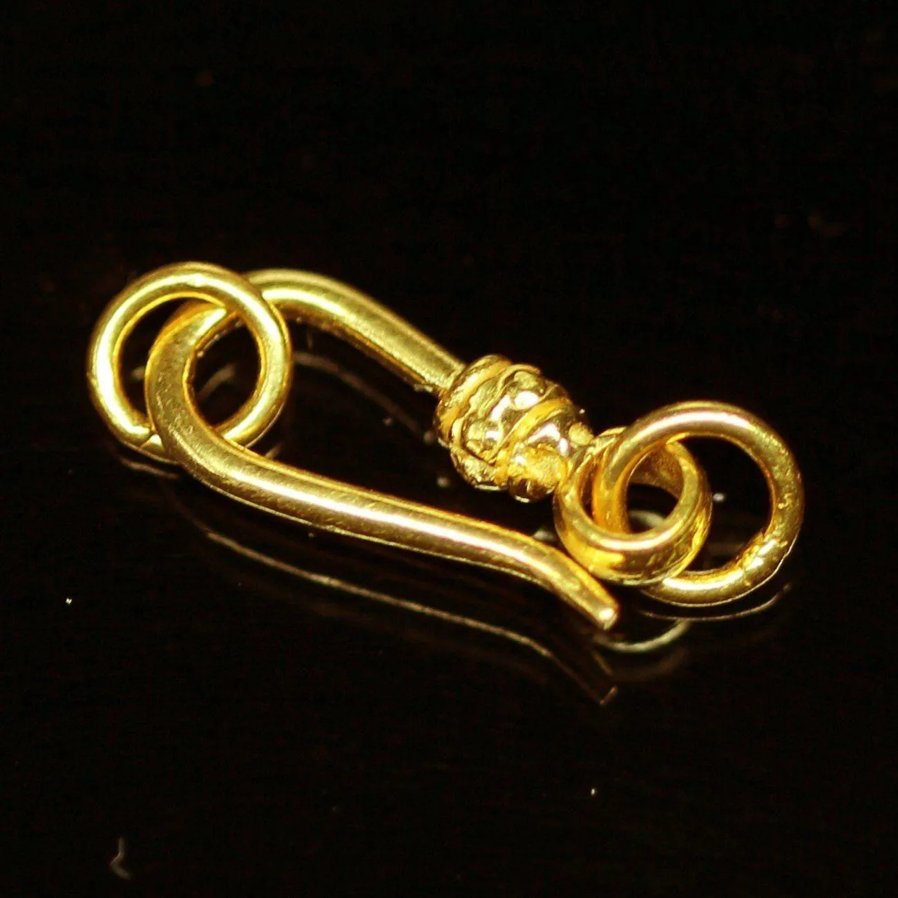 Tribal Hook 18k Solid Gold Clasp  Handmade Old Fashioned 20mm