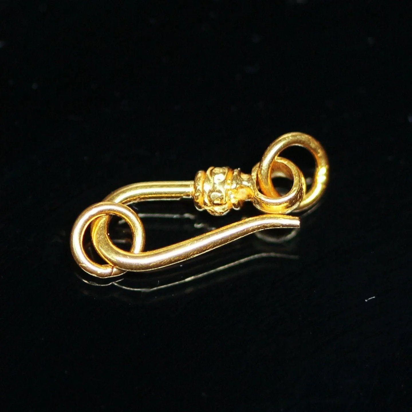 Tribal Hook 18k Solid Gold Clasp  Handmade Old Fashioned 20mm