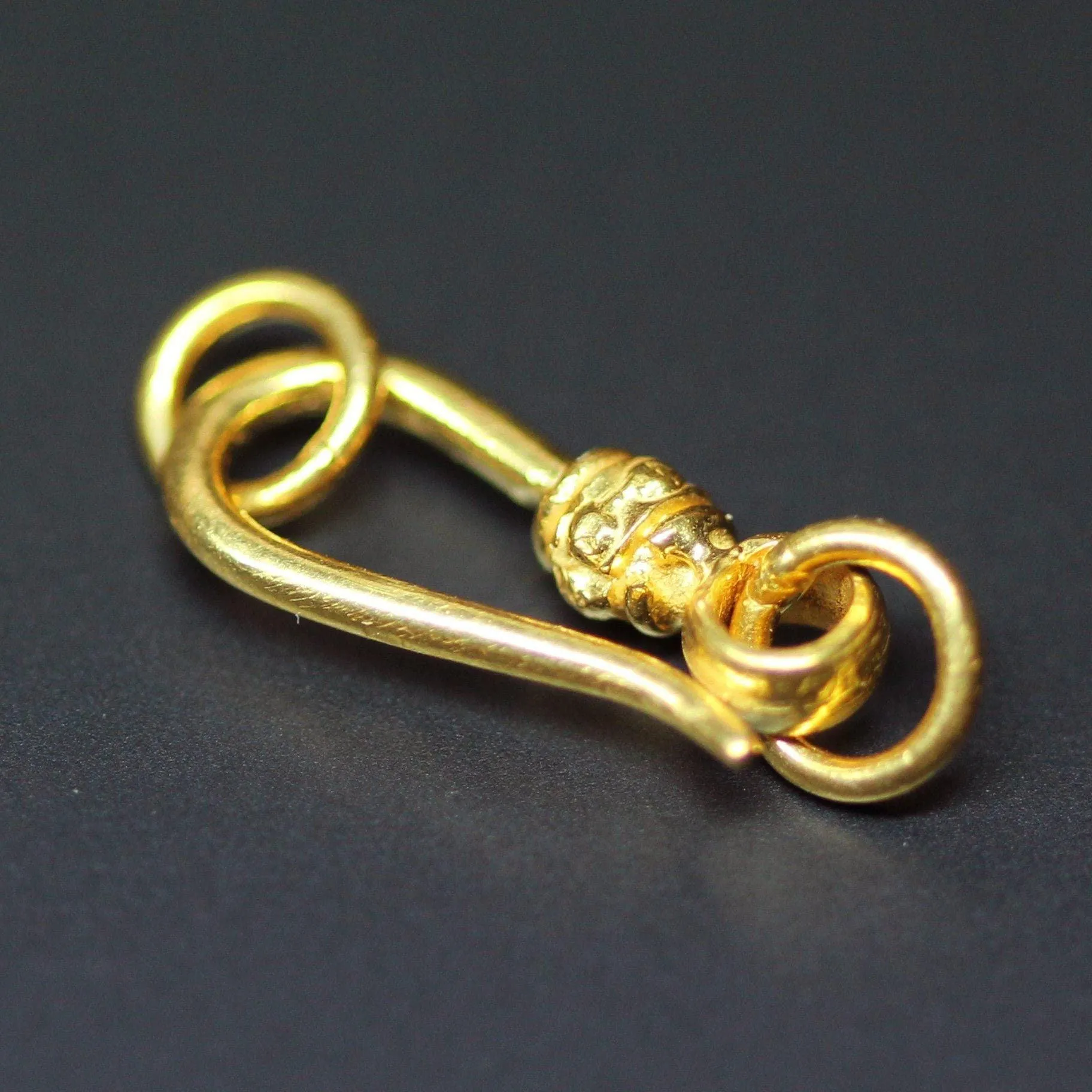 Tribal Hook 18k Solid Gold Clasp  Handmade Old Fashioned 20mm