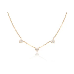 Triple Full Cut Diamond Heart Necklace