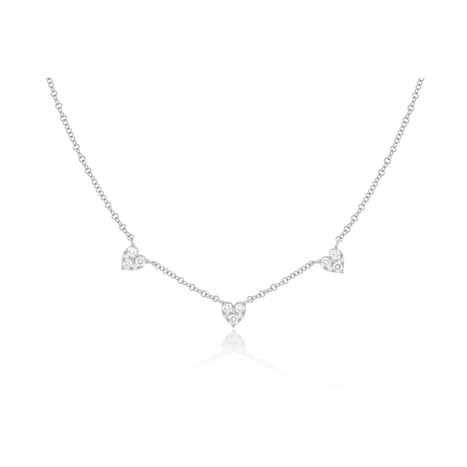 Triple Full Cut Diamond Heart Necklace
