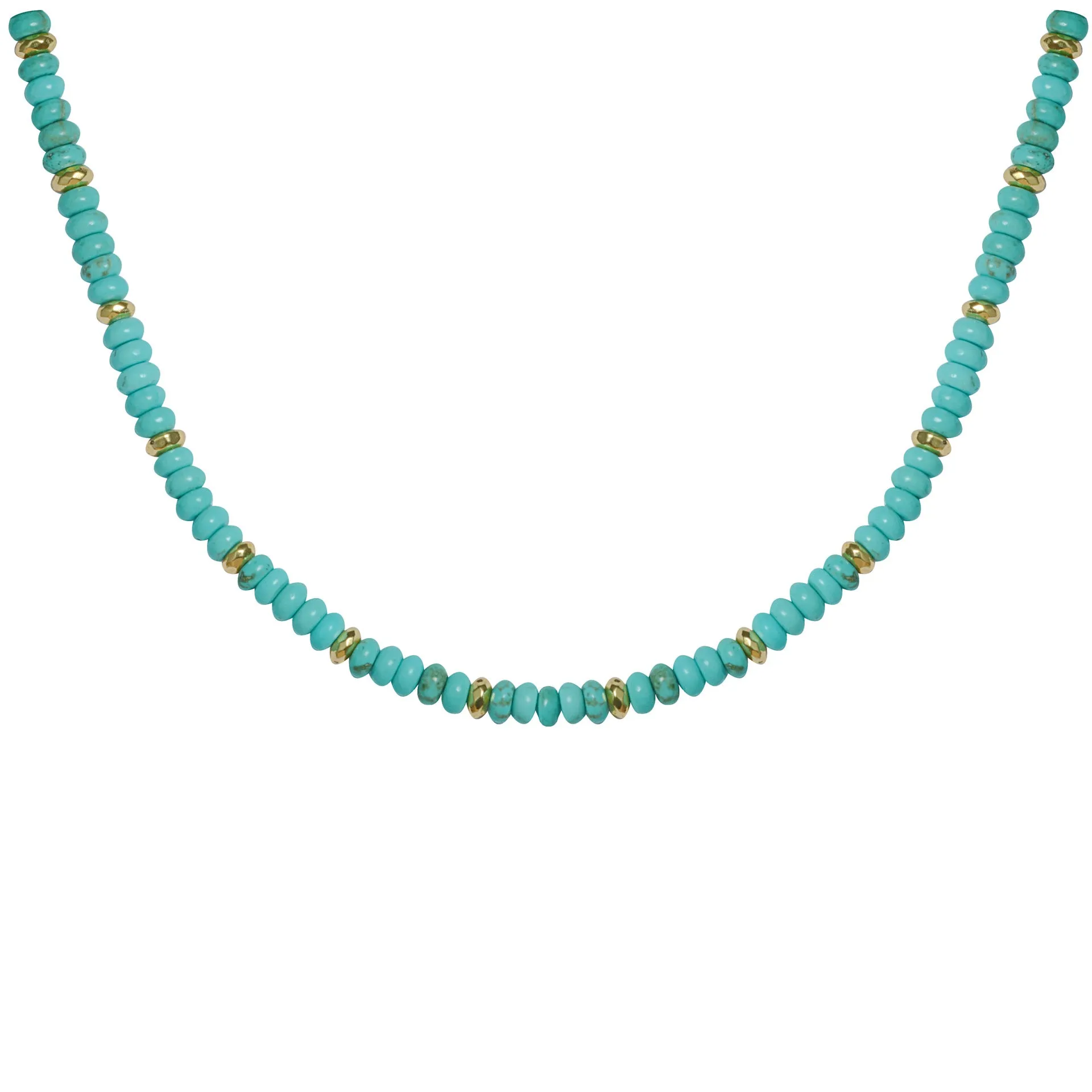 Turquoise & gold beaded necklace