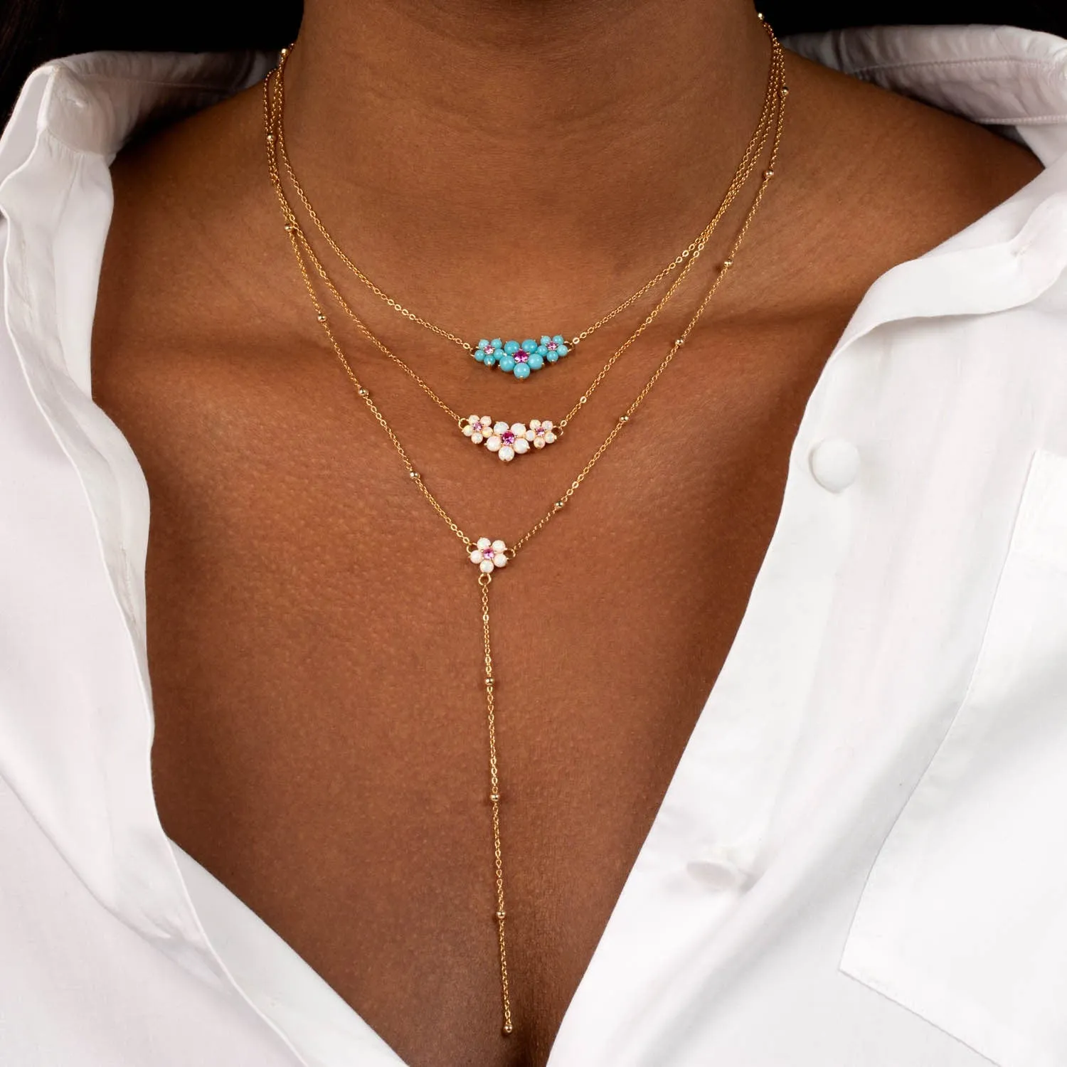 Turquoise Triple Flower Necklace