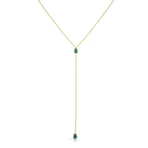 Two Teardrops Lariat Choker - Gold Green
