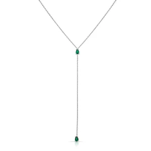 Two Teardrops Lariat Choker - Silver Green