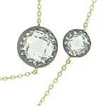 Two Tone Faceted CZs Necklace with Gold and Black - 36"