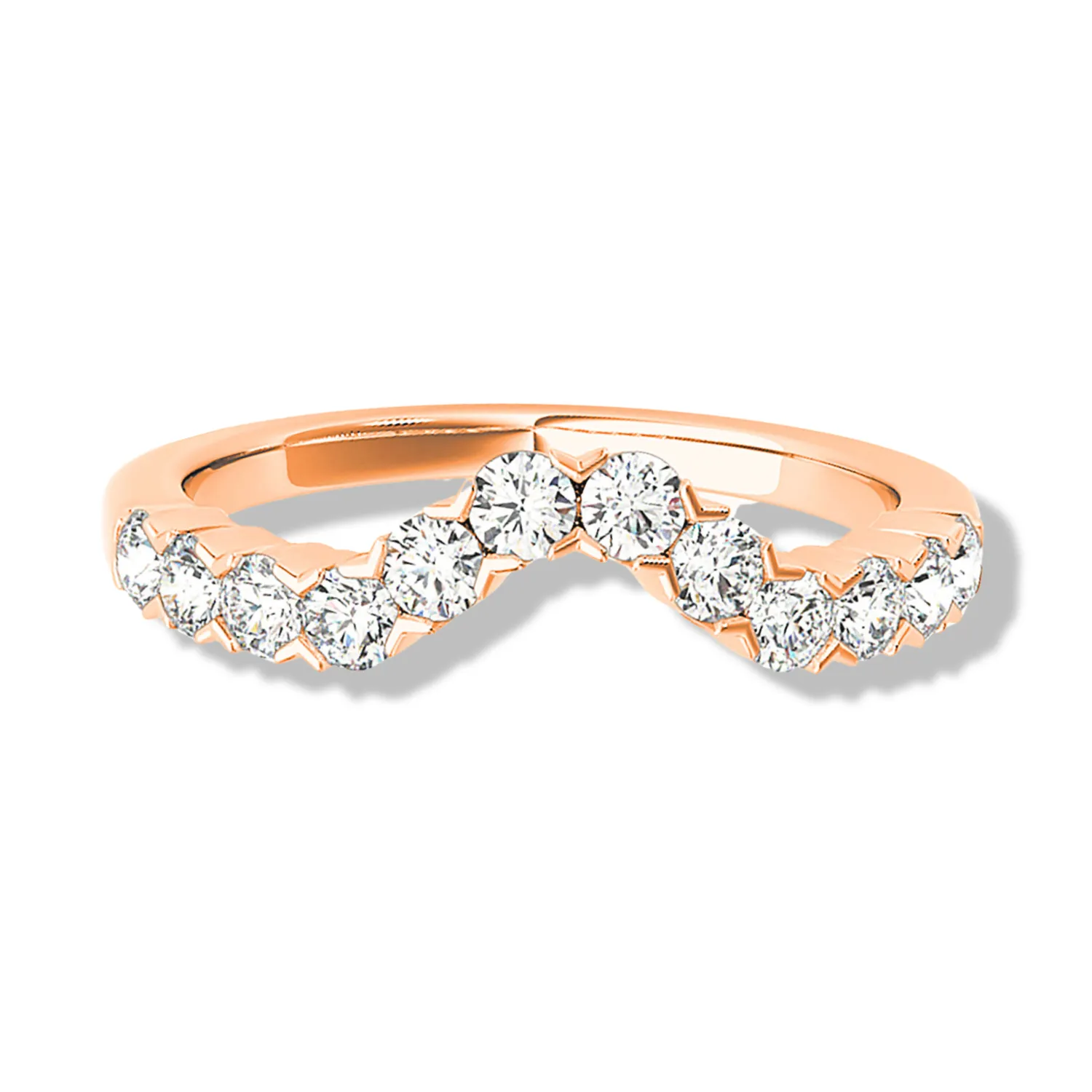 V Shape Bar Set Round Diamond Curved Band