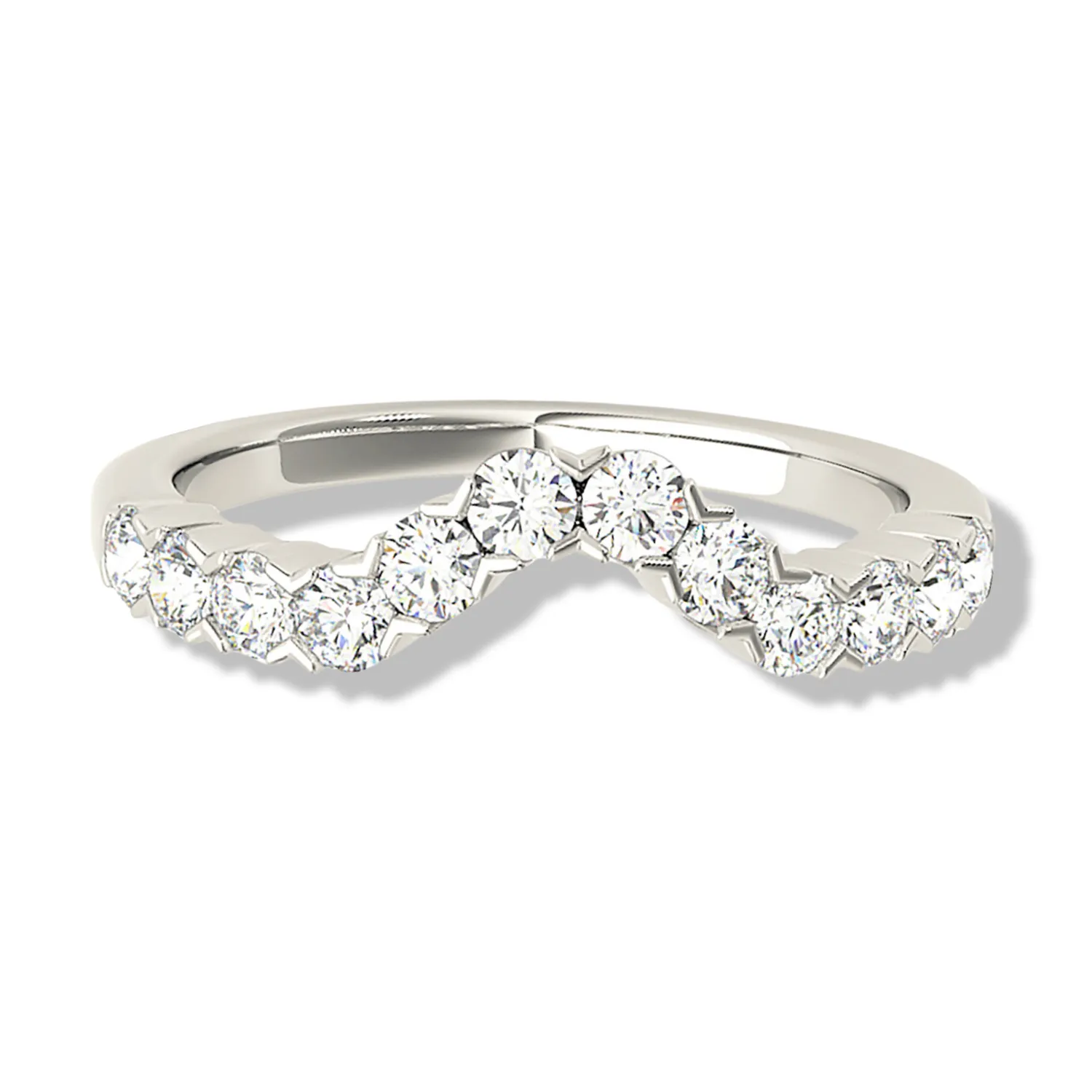 V Shape Bar Set Round Diamond Curved Band