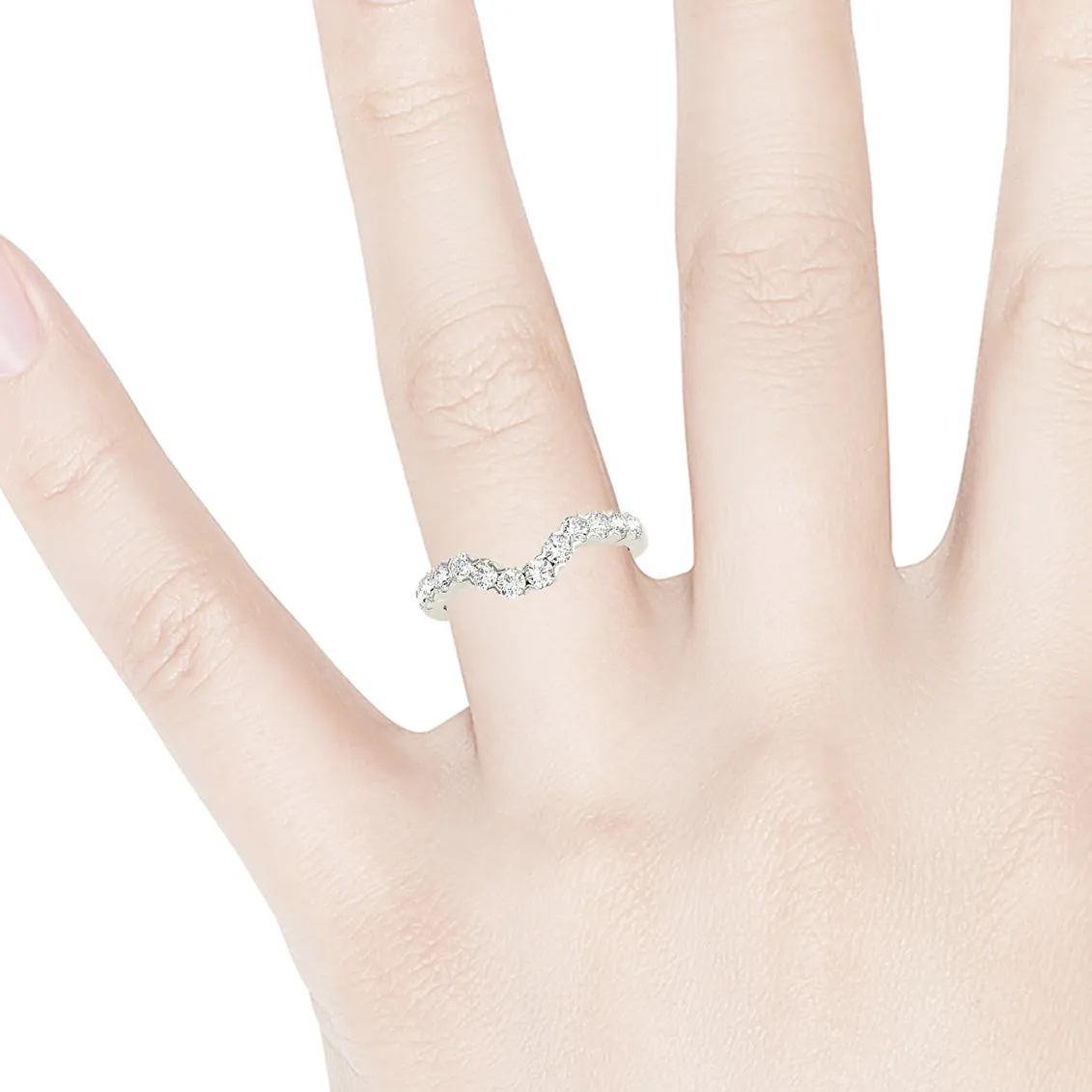 V Shape Bar Set Round Diamond Curved Band