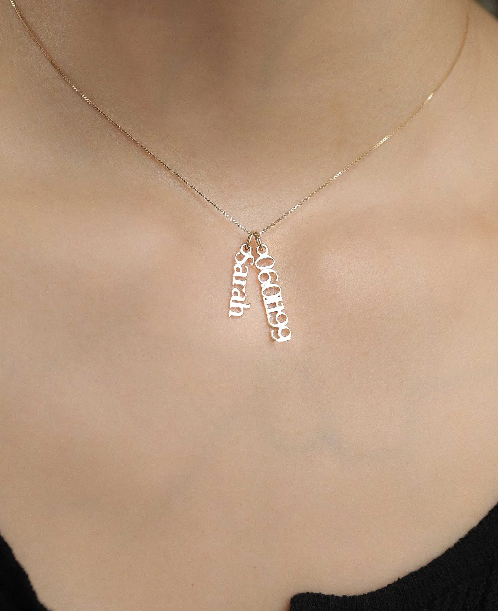 Valentina Custom 14k Solid Gold Vertical Name Pendant Necklace