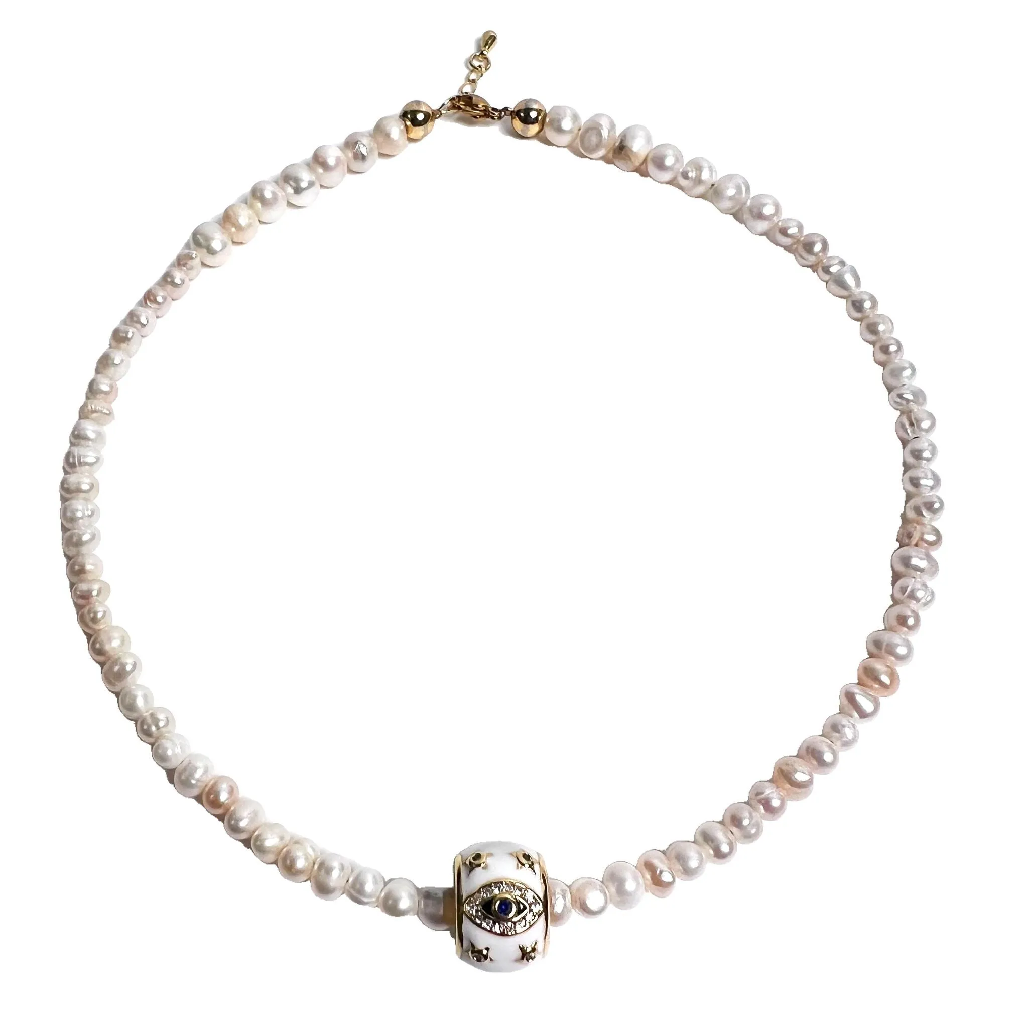 Vana Pearl and Disc Charm Necklace