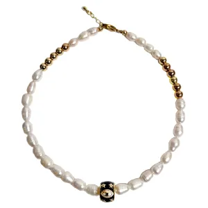 Vana Pearl and Disc Charm Necklace