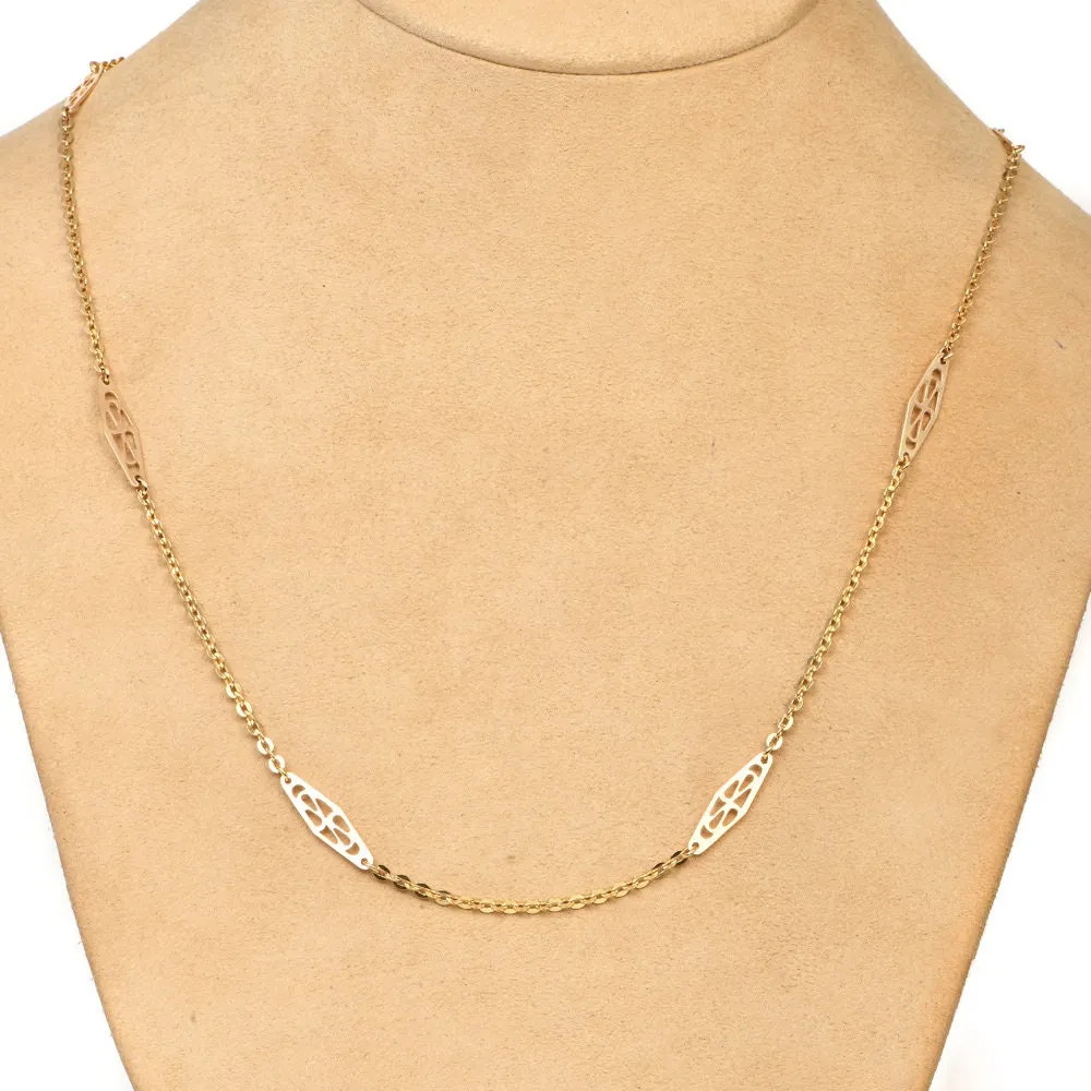 Vintage 18K Yellow Gold 23.5'' Long Geometric Link Rolo Chain Necklace With Spring Ring Clasp