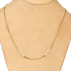 Vintage 18K Yellow Gold 23.5'' Long Geometric Link Rolo Chain Necklace With Spring Ring Clasp