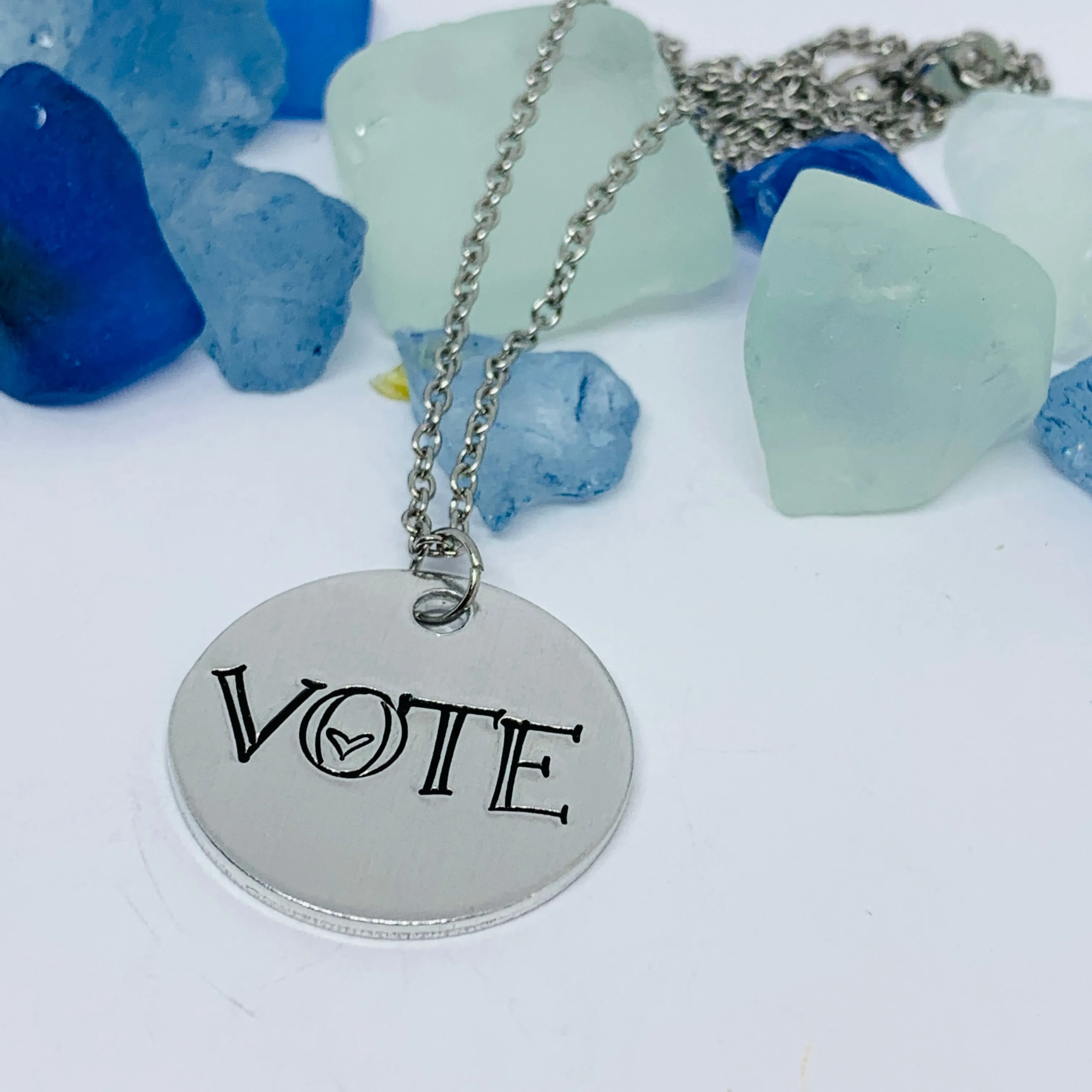 VOTE - Hand Stamped Ring and/or Necklace | Patriot Privilege | Democratic | Voting Rights | Presidential Senatorial