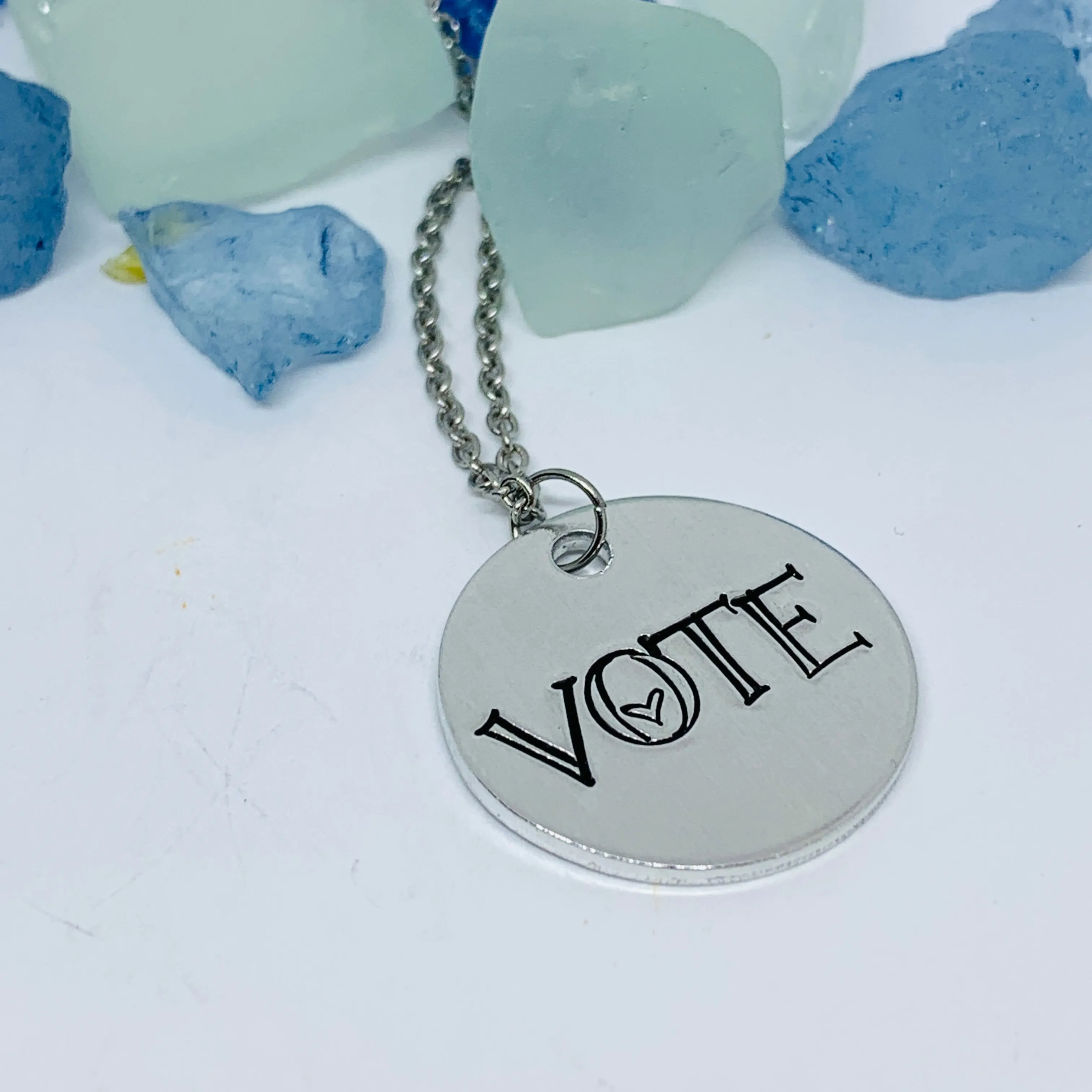 VOTE - Hand Stamped Ring and/or Necklace | Patriot Privilege | Democratic | Voting Rights | Presidential Senatorial