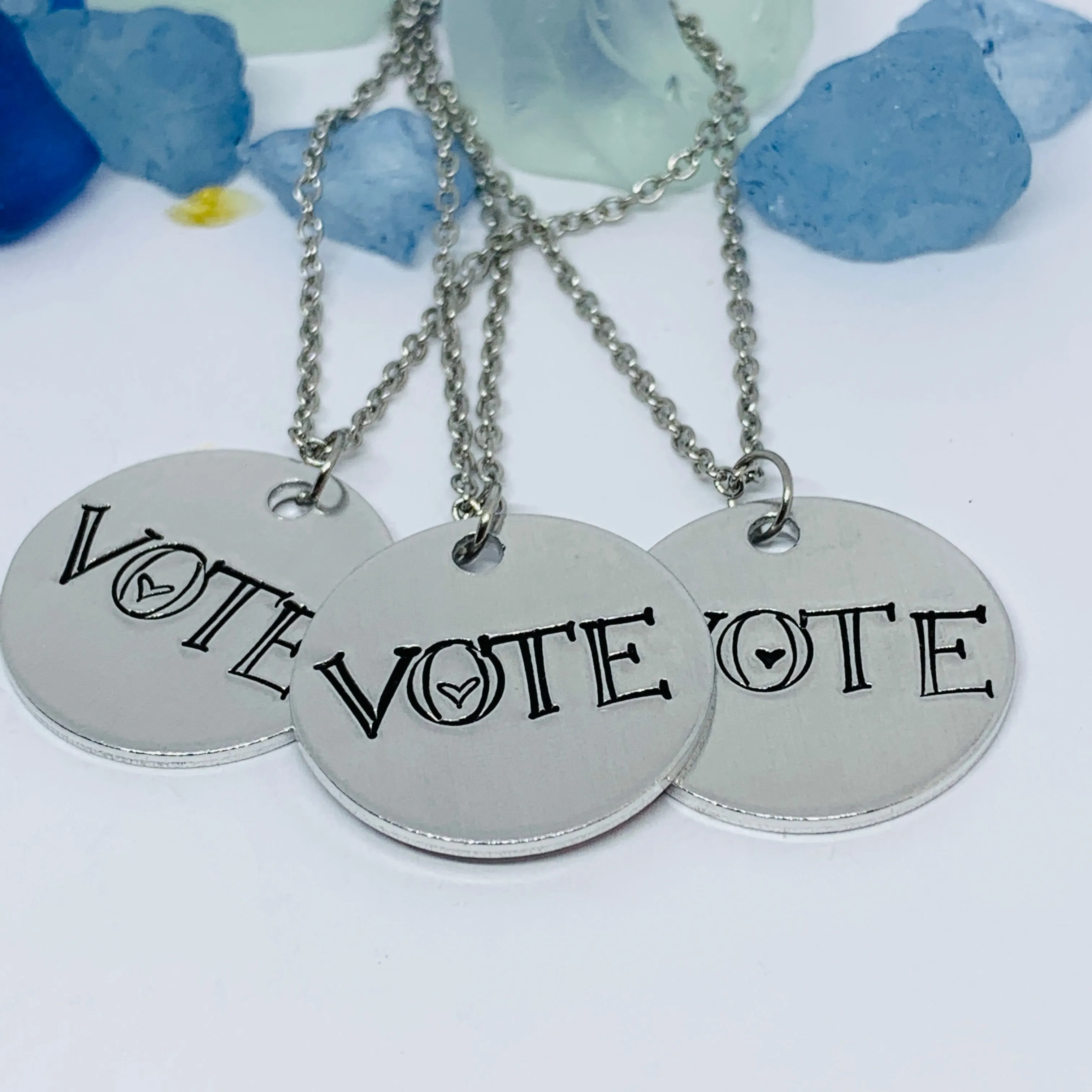 VOTE - Hand Stamped Ring and/or Necklace | Patriot Privilege | Democratic | Voting Rights | Presidential Senatorial