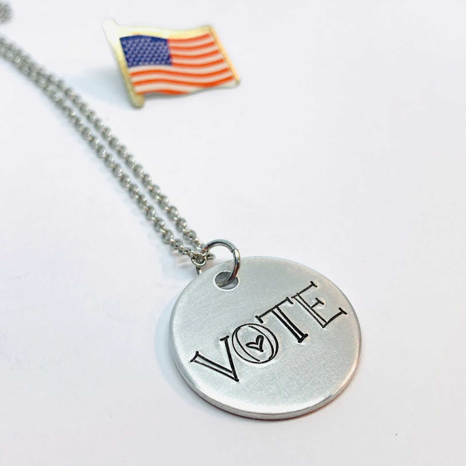 VOTE - Hand Stamped Ring and/or Necklace | Patriot Privilege | Democratic | Voting Rights | Presidential Senatorial