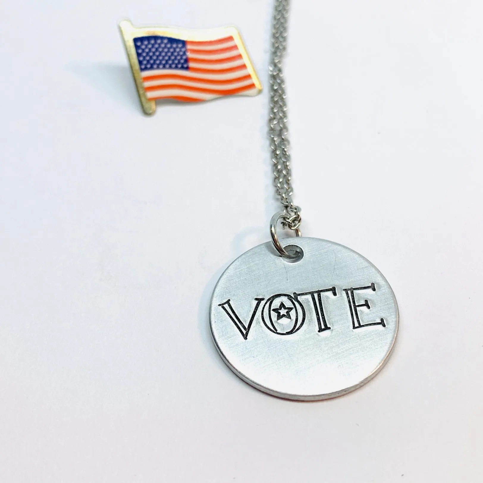 VOTE - Hand Stamped Ring and/or Necklace | Patriot Privilege | Democratic | Voting Rights | Presidential Senatorial