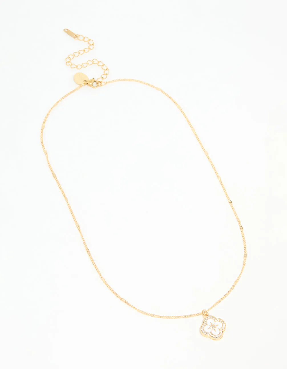 Waterproof Gold Plated Stainless Steel Flower Enamel Pendant Necklace