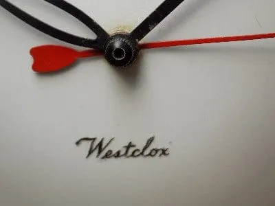Westclox Atomic White Melody Round Dome Wall Clock, with small crack