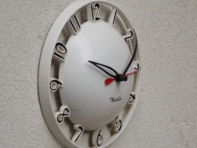 Westclox Atomic White Melody Round Dome Wall Clock, with small crack