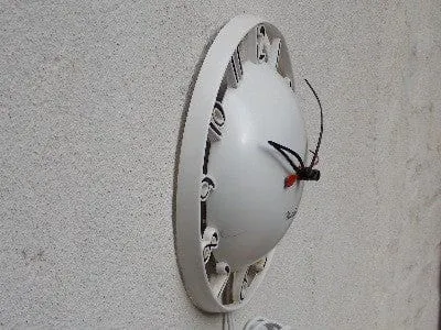 Westclox Atomic White Melody Round Dome Wall Clock, with small crack