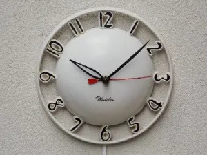 Westclox Atomic White Melody Round Dome Wall Clock, with small crack