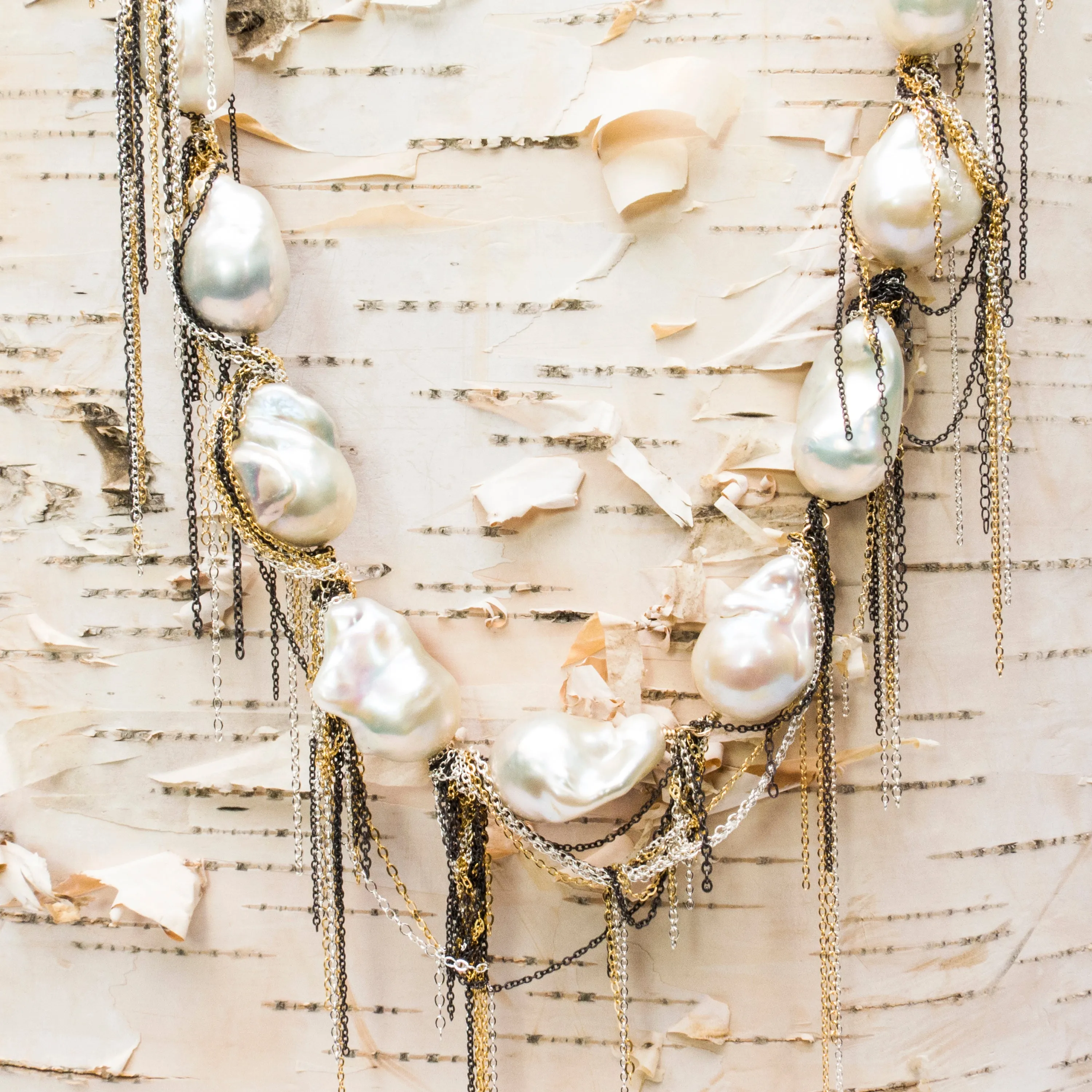 White Baroque 31" Necklace