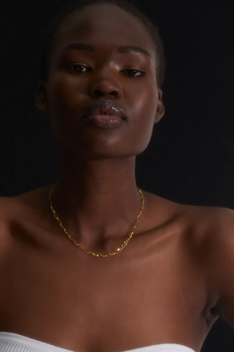 Wide Oval Chain Necklace - 14K Gold Plated