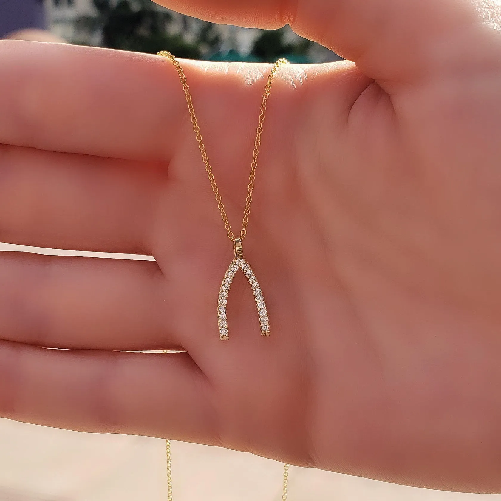 Wishbone Diamond Necklace