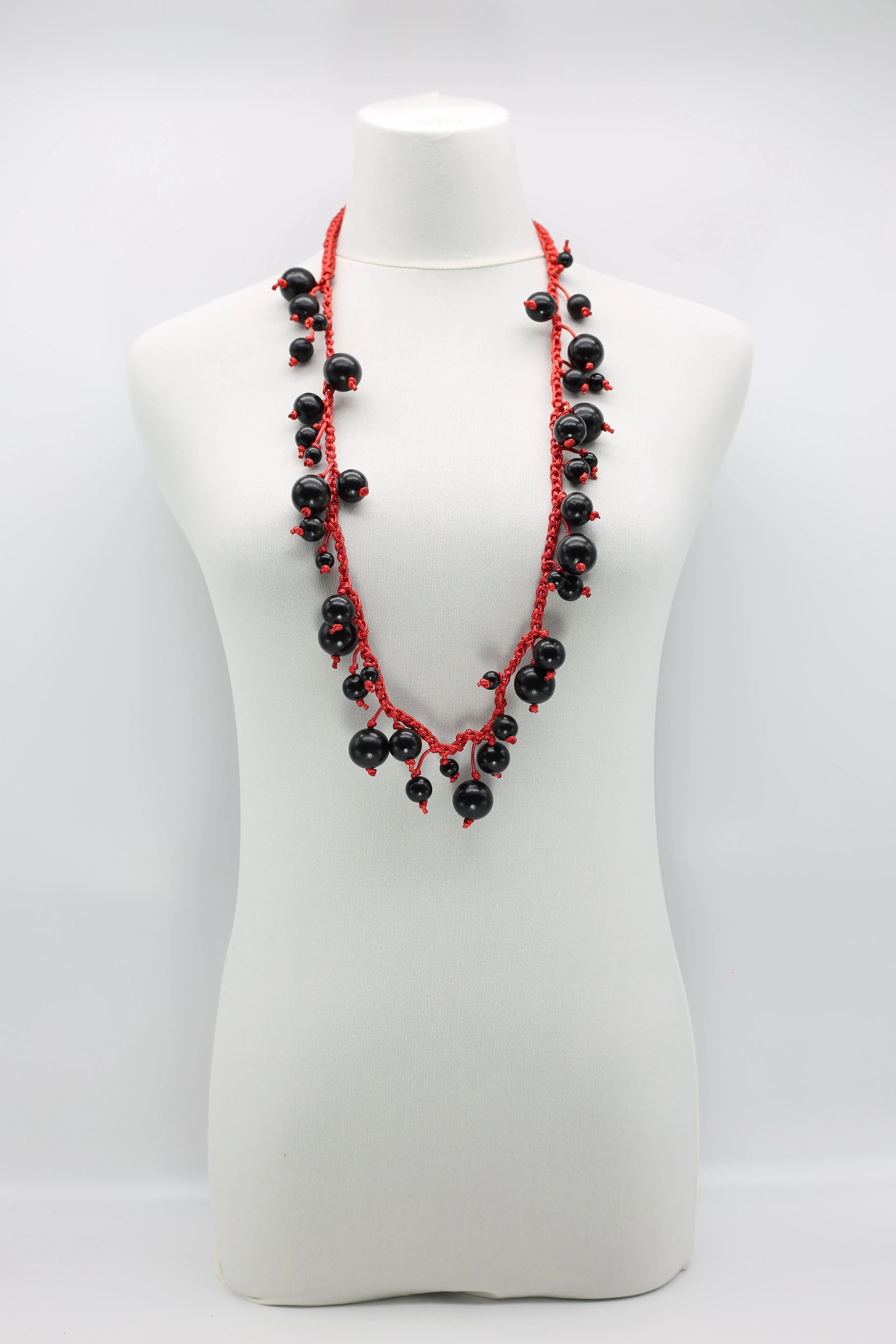 Woven Cord Round Beads Necklaces - Short