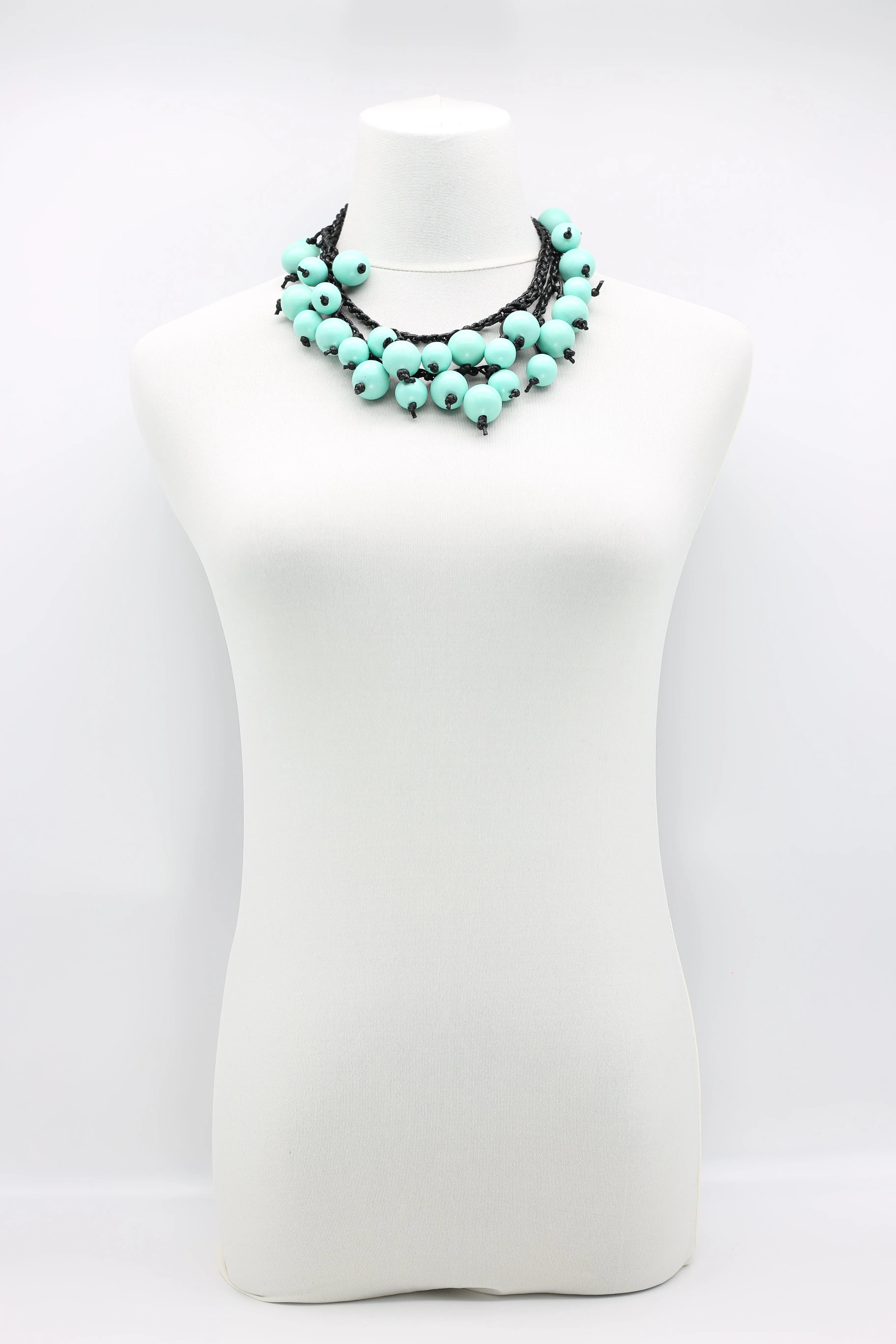 Woven Cord Round Beads Necklaces - Short