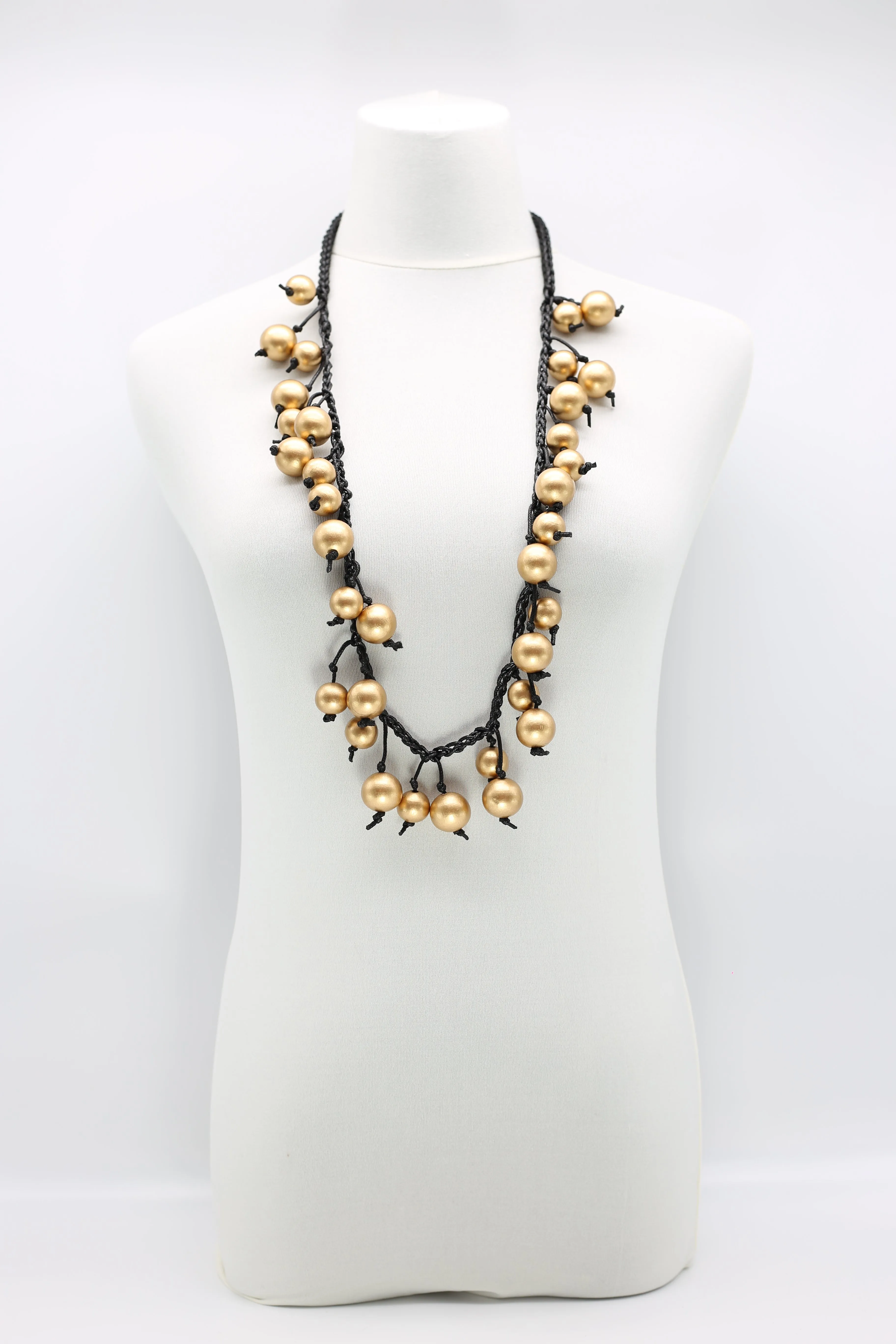 Woven Cord Round Beads Necklaces - Short